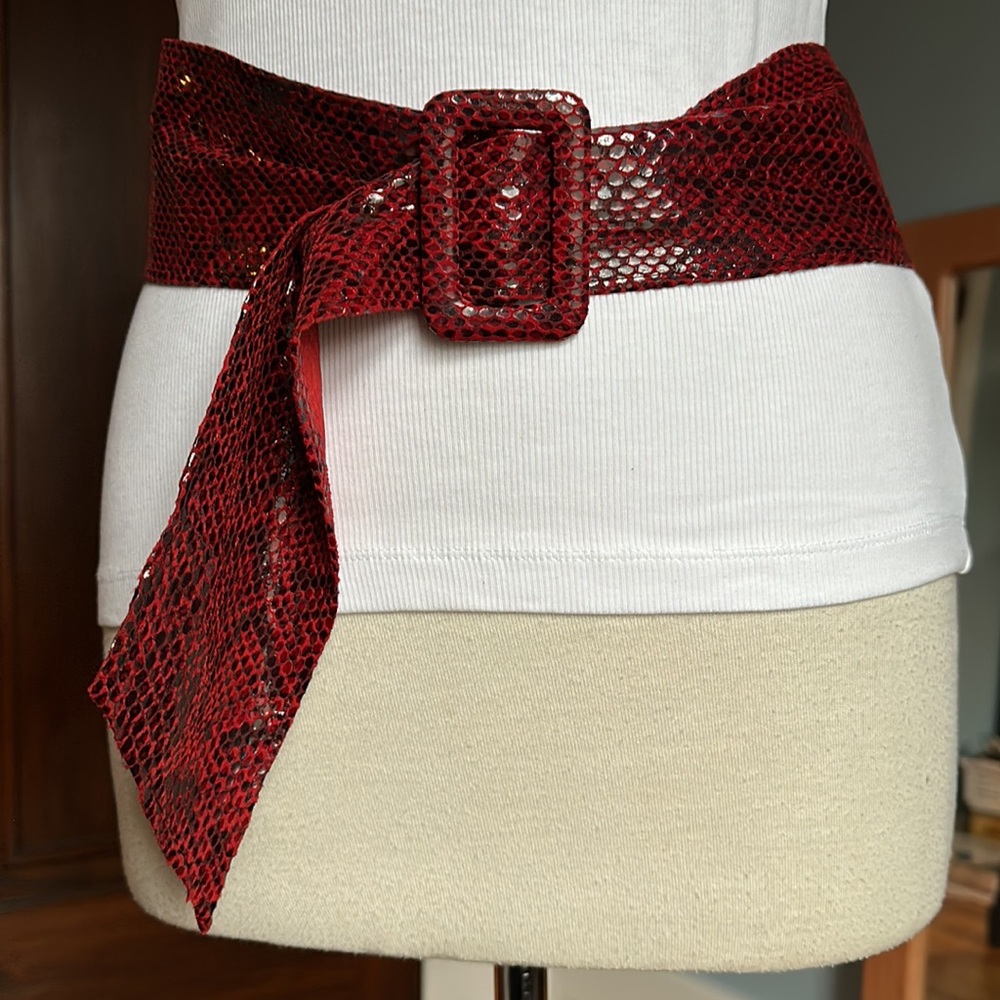 Red Snakeskin Pattern Belt